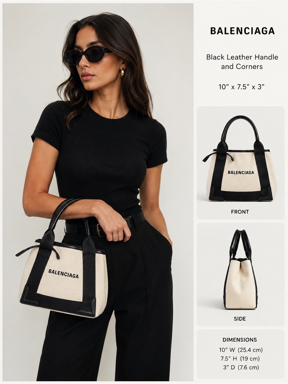 Balenciaga Extra Small Cabas Canvas Satchel with Pouch